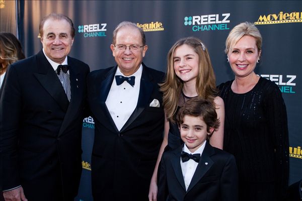 Executive Producer Larry Thompson (L-R), Movieguide Chairman, Dr. Ted Baehr, Taylor Ann Thompson, Trevor Thompson, and Kelly Thompson at the 22nd Annual Movieguide Awards held at the Universal Hilton, Universal City, CA on February 7, 2014.
