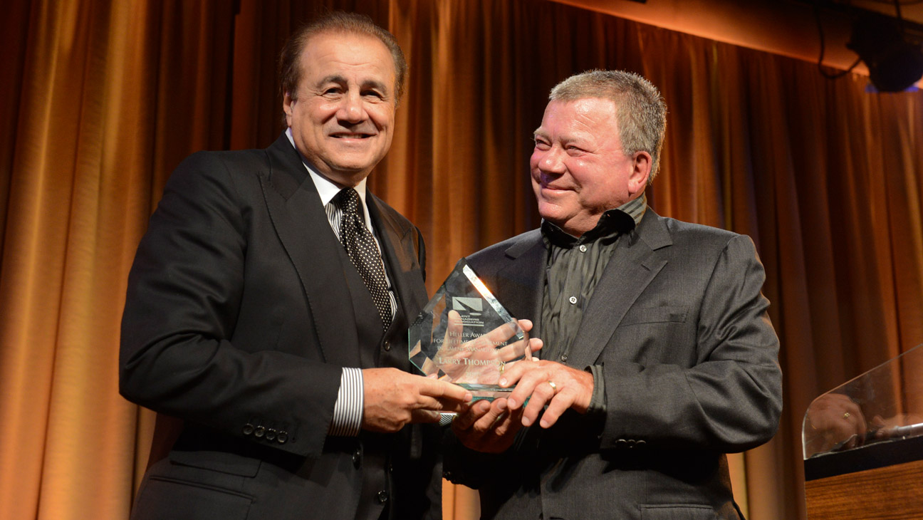 William Shatner presents Heller Award to manager Larry Thompson - TMA Heller Awards - September 19, 2013