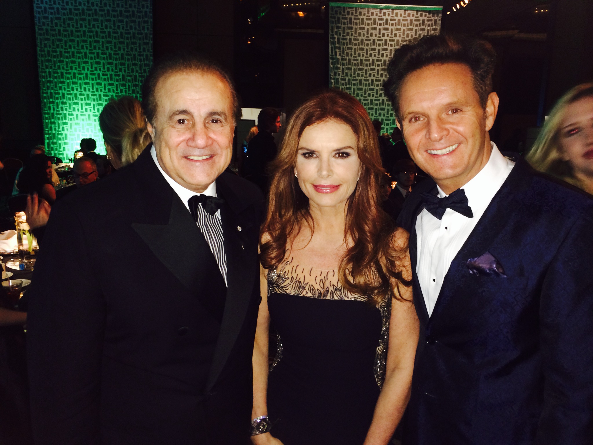 Executive Producer Larry Thompson (L) with Roma Downey (Center), and Mark Burnett (R) at the 22nd Annual Movieguide Awards held at the Sierra Ballroom at the Universal Hilton, Universal City, CA on February 7, 2014.