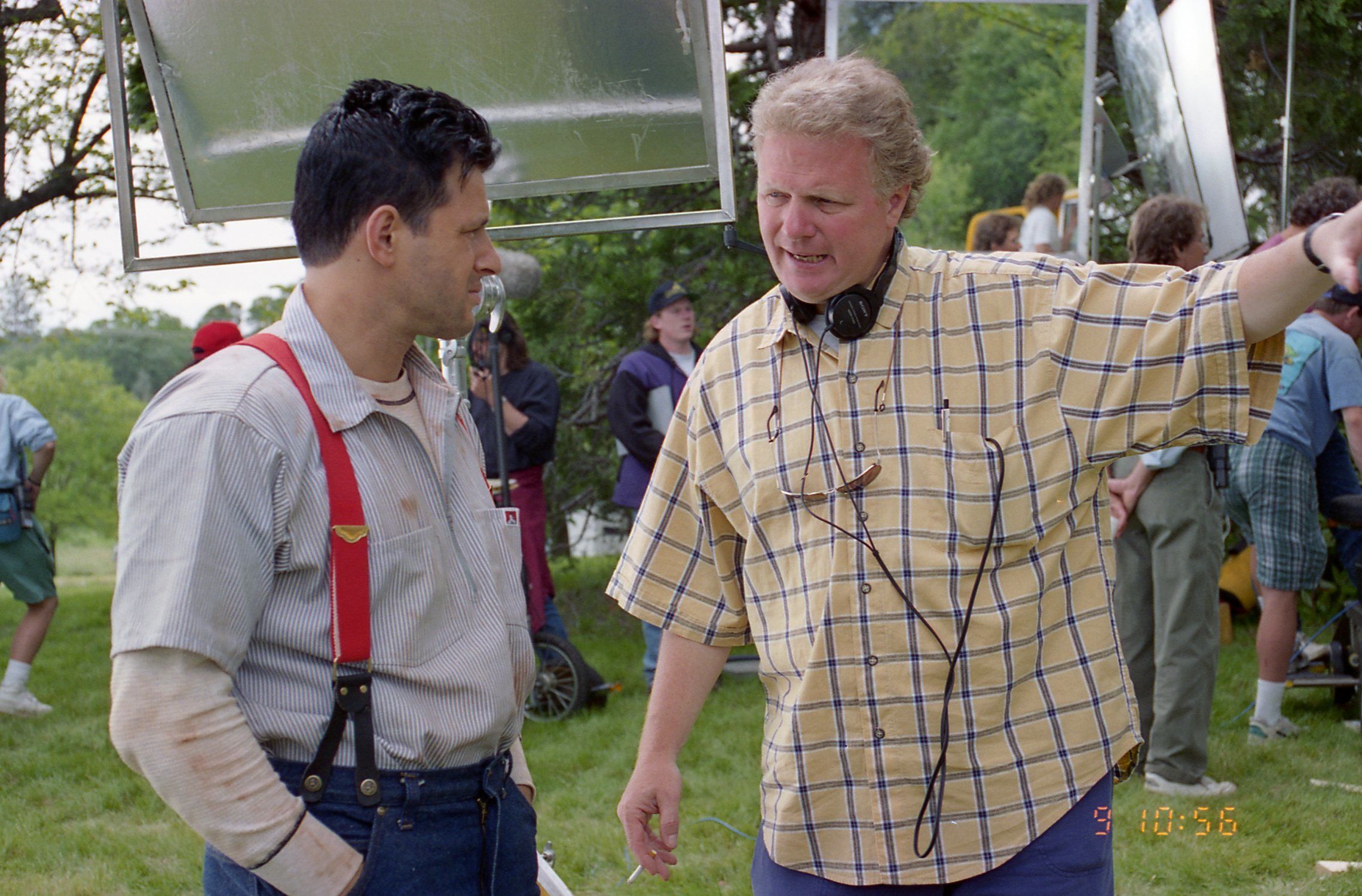 Costas Mandylor and Paul Raimondi on the set of Crosscut