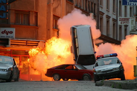 Tom Delmar Stunt Coordinator & 2nd Unit Director with Tudor Lucaciu (DOP) shooting with his stunt crew in the old town Bucharest, Romania on '7 Seconds'.jpg