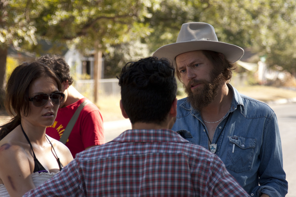 Geoff Marslett directing Trieste Kelly Dunn and Francisco barreiro in Loves Her Gun.