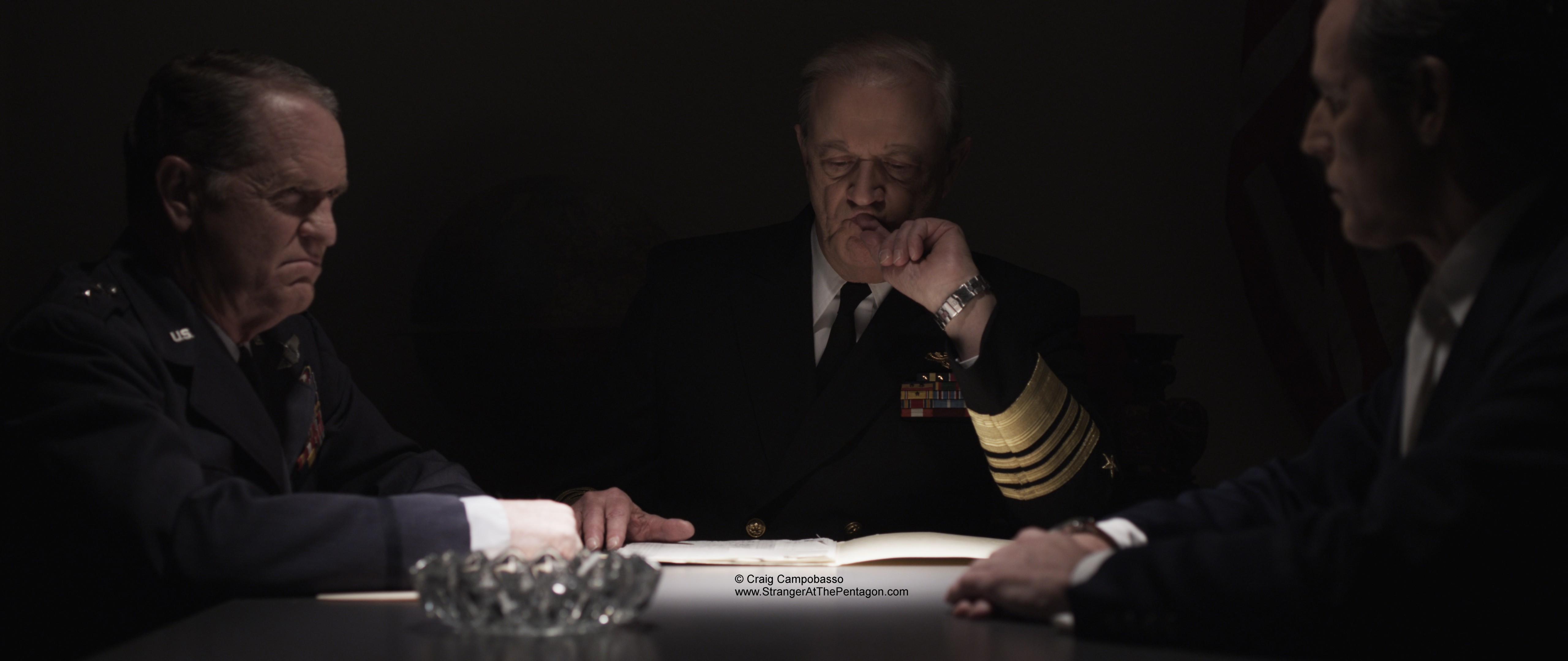 Stranger at the Pentagon Short Film. Valiant Thor (Jeff Joslin) meets the Joint Chiefs; Doug Hale as Admiral Bradford and Josh Clark as General Browning.