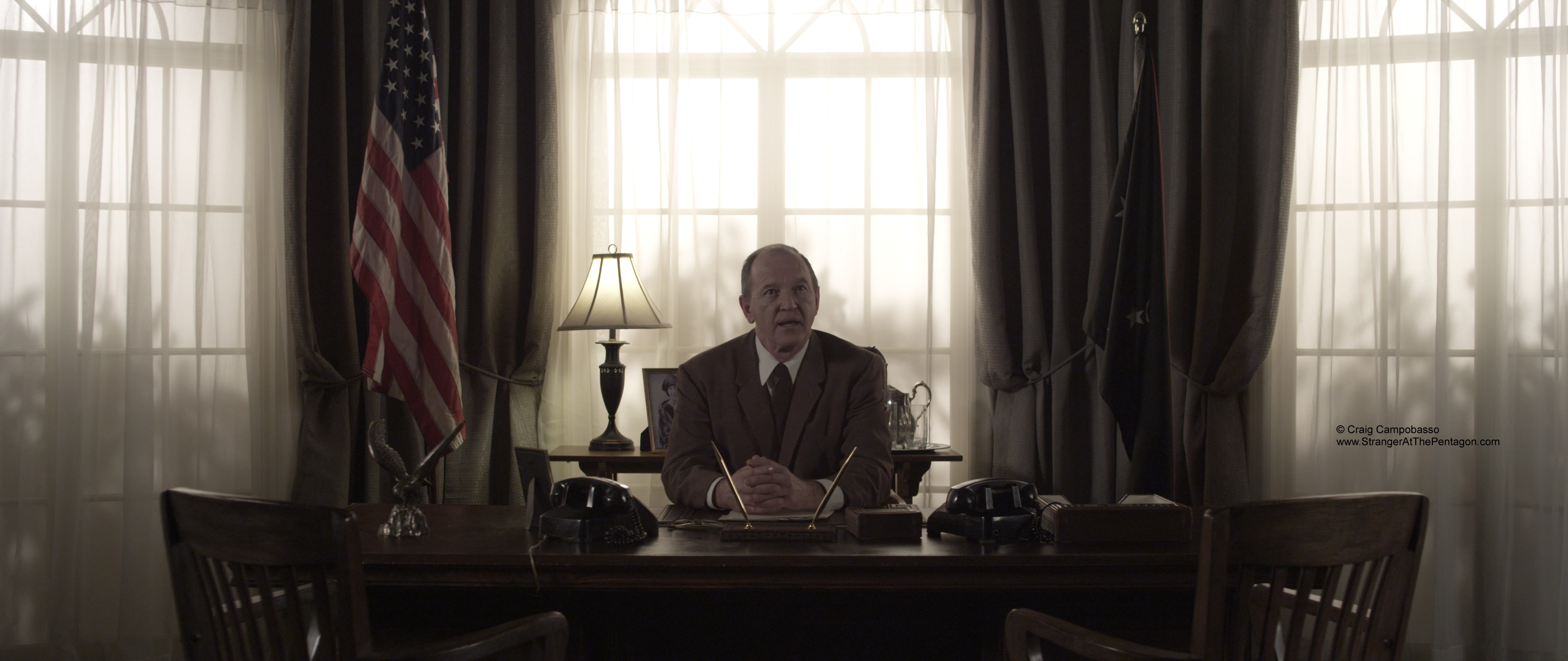 Stranger at the Pentagon Short Film. President Eisenhower in the Oval Office played by Michael Childers.