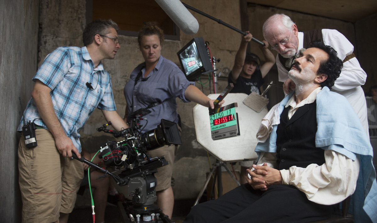 Jeremy behind the camera with 1st AC Liz Heslep on the set of 