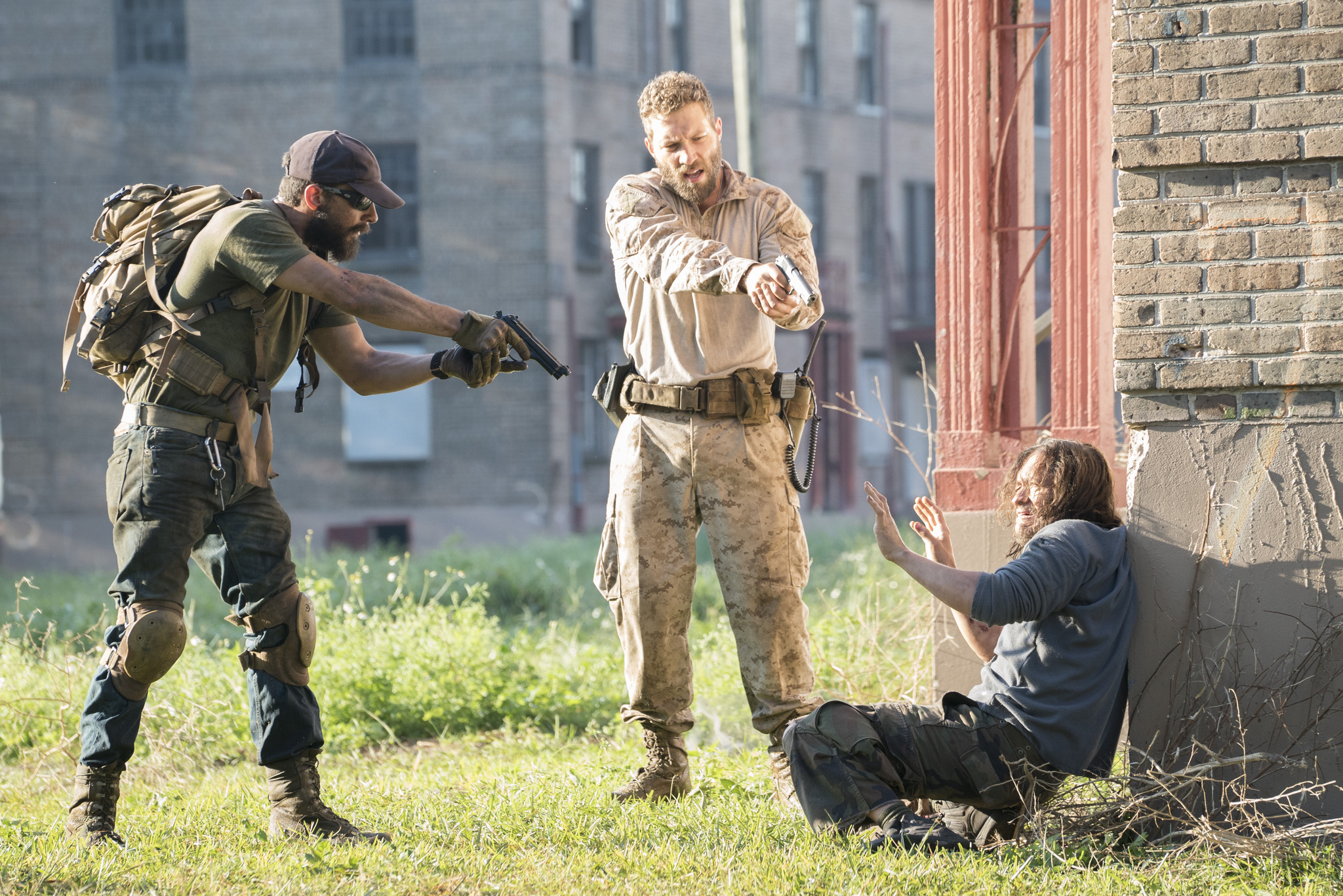 Still of Clifton Collins Jr., Shia LaBeouf and Jai Courtney in Man Down (2015)