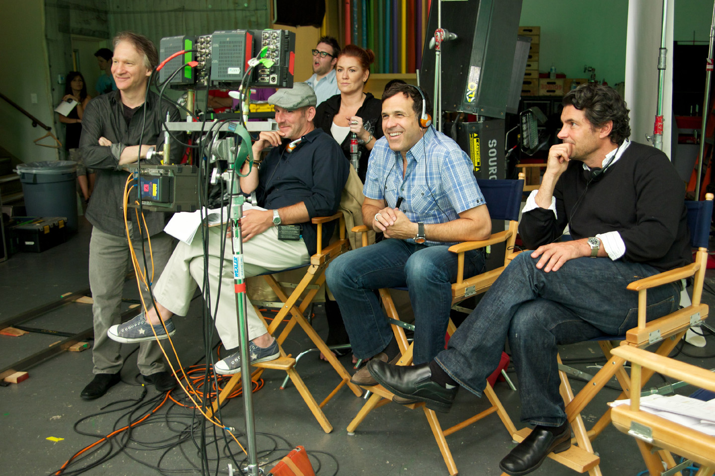 Bill Maher, Rob Eric, Michael Selditch and Michael Williams on set of Talk Nerdy To Me for HBO.