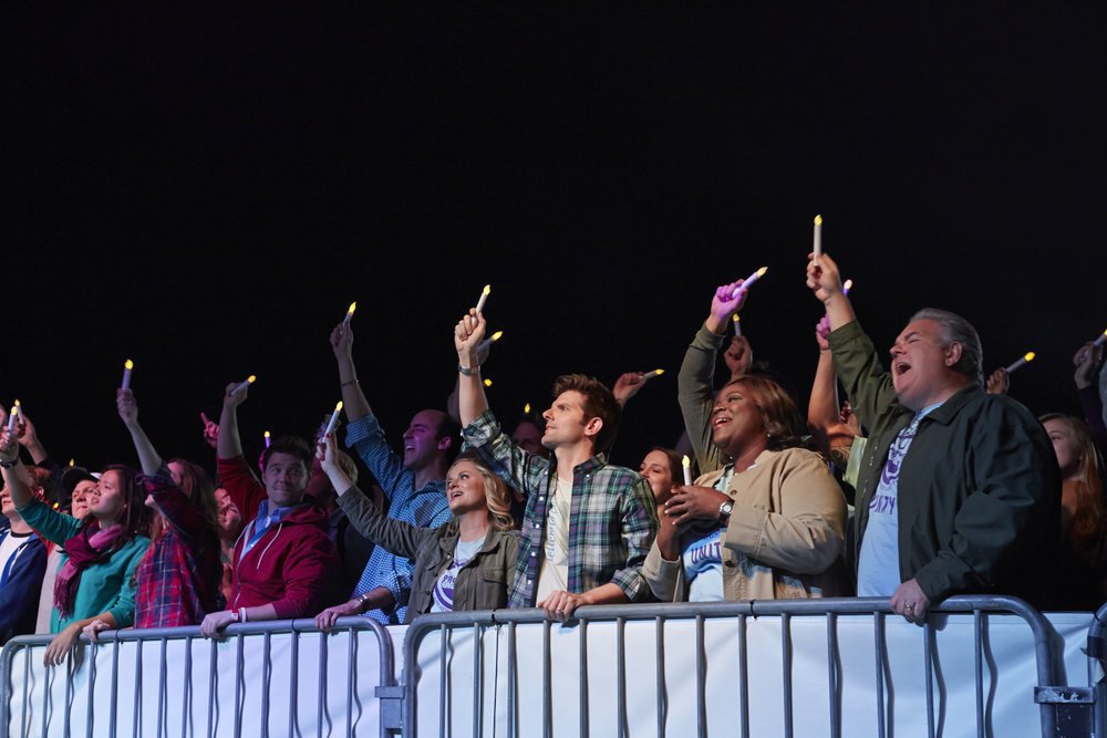 Still of Adam Scott, Jim O'Heir and Amy Poehler in Parks and Recreation (2009)