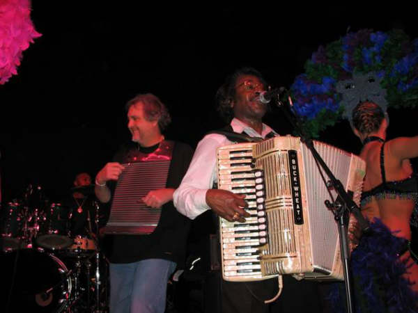 Beau Holden on stage with BUCKWHEAT ZYDECO / Mardi Gras Celebration in Winnipeg, Manitoba. 2007