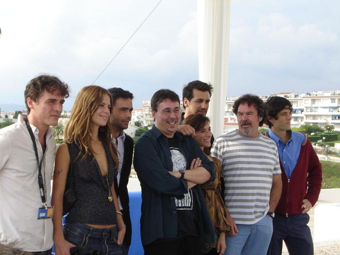 Elio Quiroga in Sitges Film Festival with actors (left to right) Pablo Scola, Silke, Sergio Villanueva, Carola Manzanares, Jorge Casalduero, Pepo Oliva and Julio Perillán