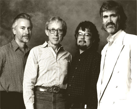 Stanley Newton's photo of Dick Smith (second from left) with his closest proteges, Rick Baker (left), Kevin Haney (to the right of Dick) and Craig Reardon (far right) on September 12, 1996.
