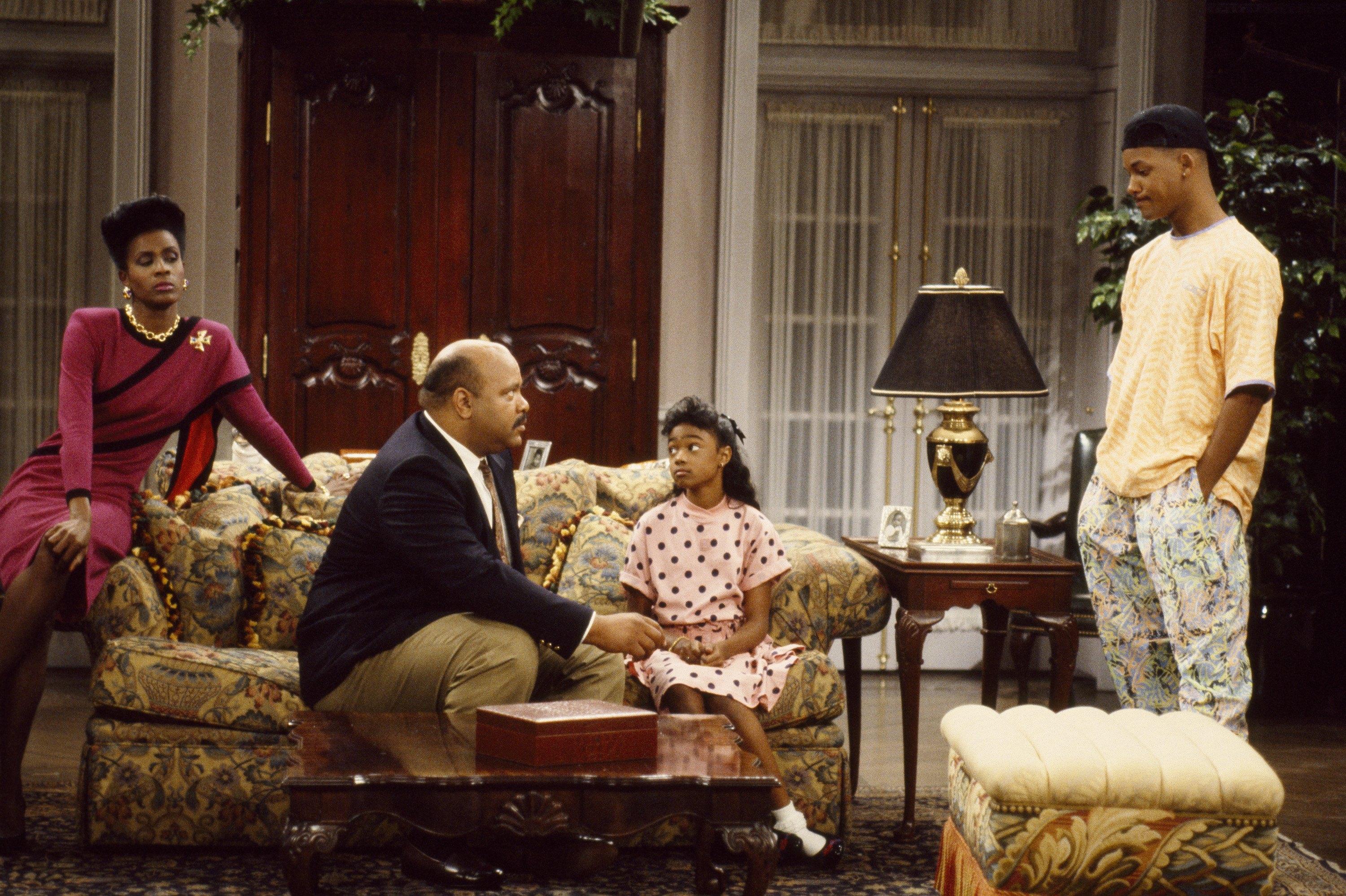 Still of Will Smith, Tatyana Ali, James Avery, Ashley Bank and Janet Hubert in The Fresh Prince of Bel-Air (1990)