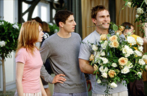 Still of Jason Biggs, Alyson Hannigan and Seann William Scott in American Wedding (2003)