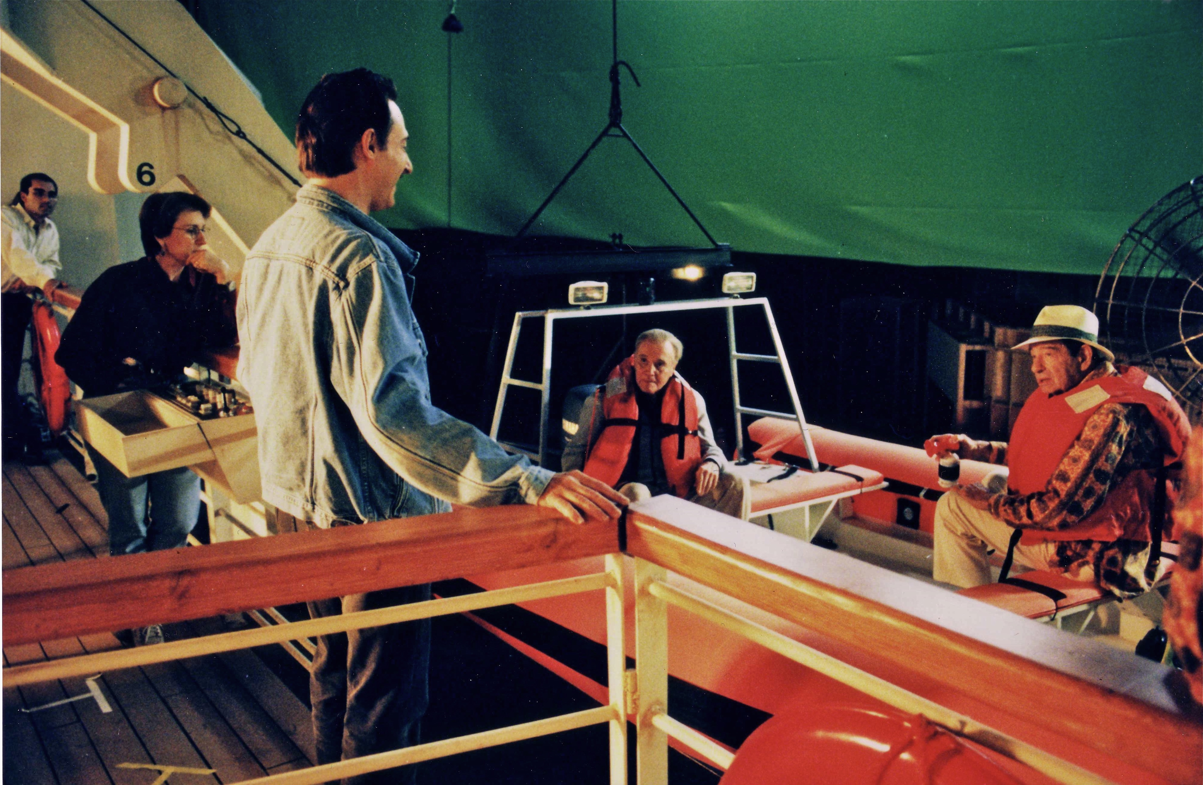 Martha Coolidge directing a green screen scene for Out to Sea with Jack Lemmon, Walter Matthau and Brent Spiner