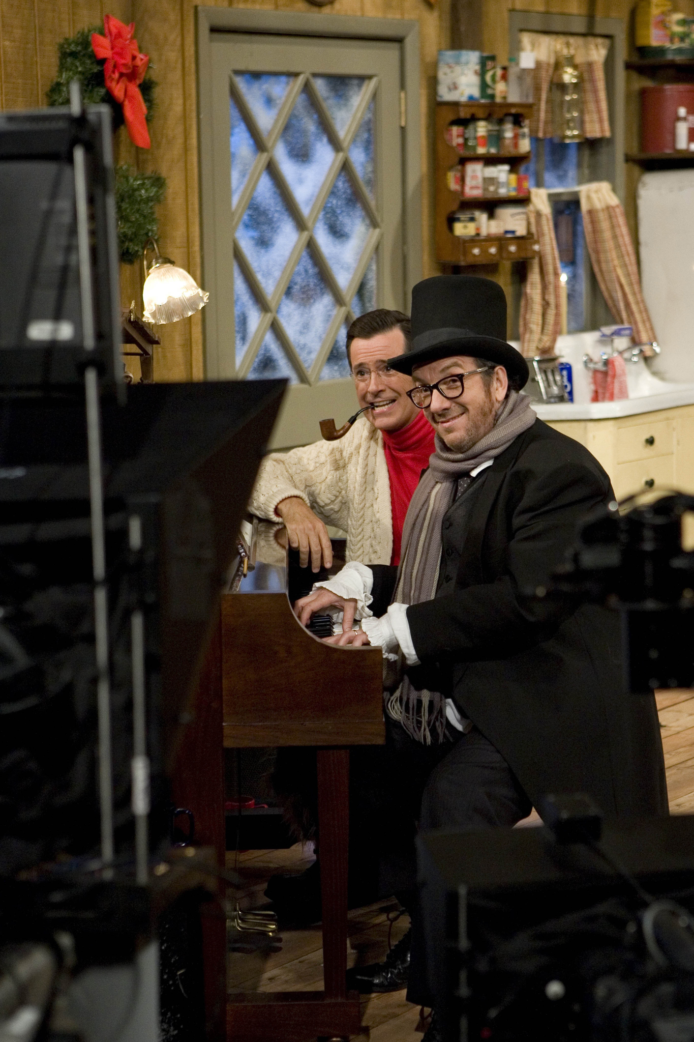 Still of Elvis Costello and Stephen Colbert in A Colbert Christmas: The Greatest Gift of All! (2008)