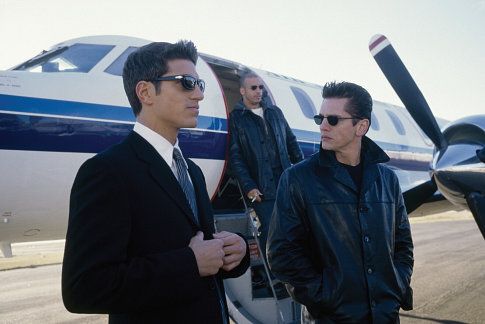 Andrew Davoli (left), Vin Diesel (background), and Barry Pepper (right) star in New Line Cinema's drama Knockaround Guys.