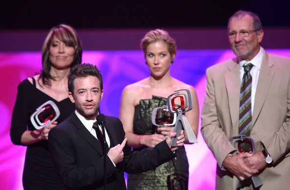 Katey Sagal, David Faustino, Christina Applegate and Ed O'Neill speak onstage at the 7th Annual TV Land Awards held at Gibson Amphitheatre on April 19, 2009 in Universal City, California.