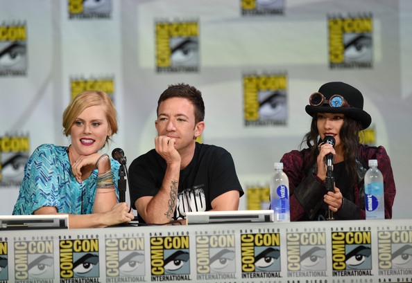 (L-R) Actors Janet Varney, David Faustino and Seychelle Gabriel attend the Nickelodeon: Legend Of Korra: Book 3 panel at San Diego Convention Center on July 25, 2014 in San Diego, California