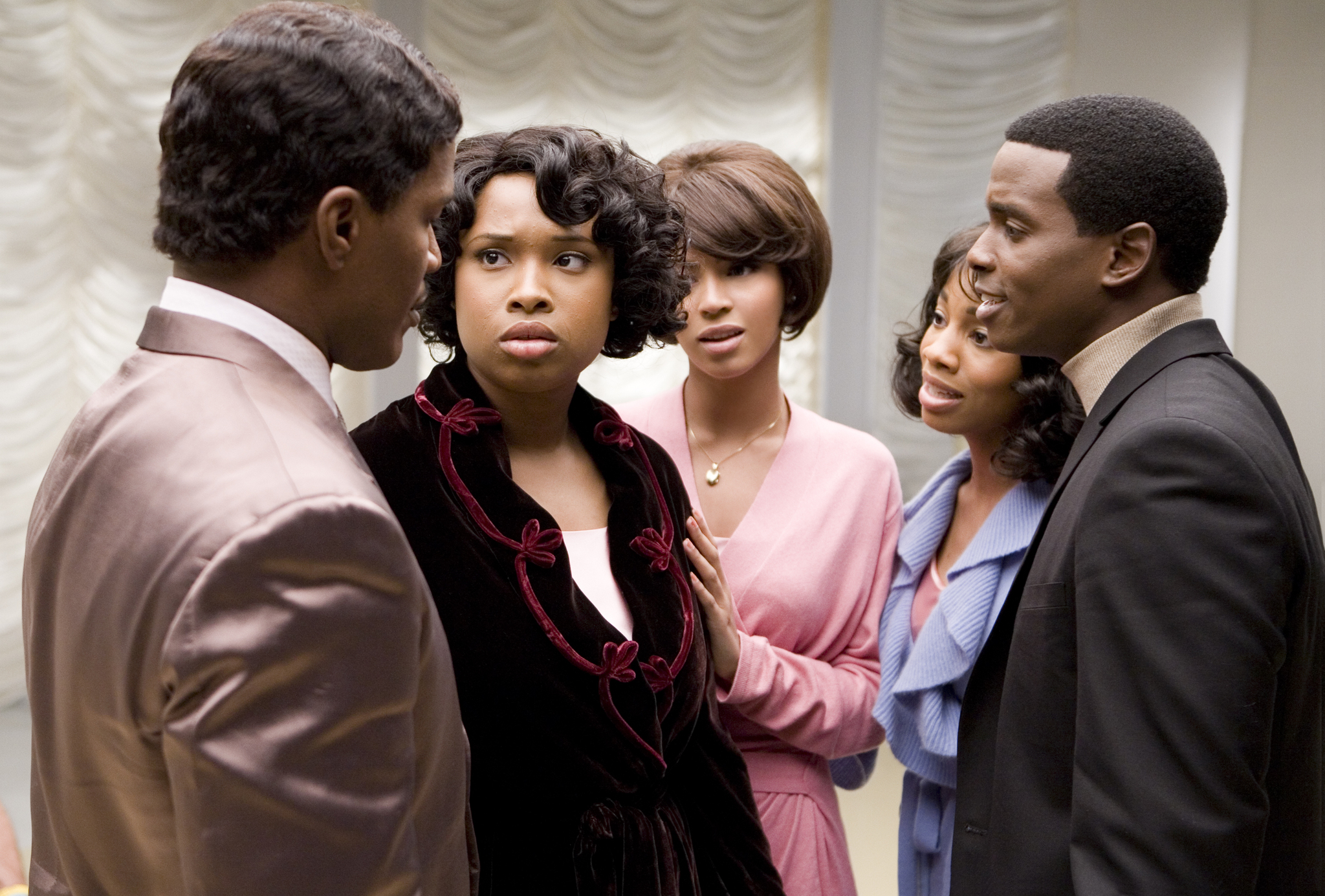 Still of Jamie Foxx, Beyoncé Knowles, Keith Robinson, Anika Noni Rose and Jennifer Hudson in Dreamgirls (2006)