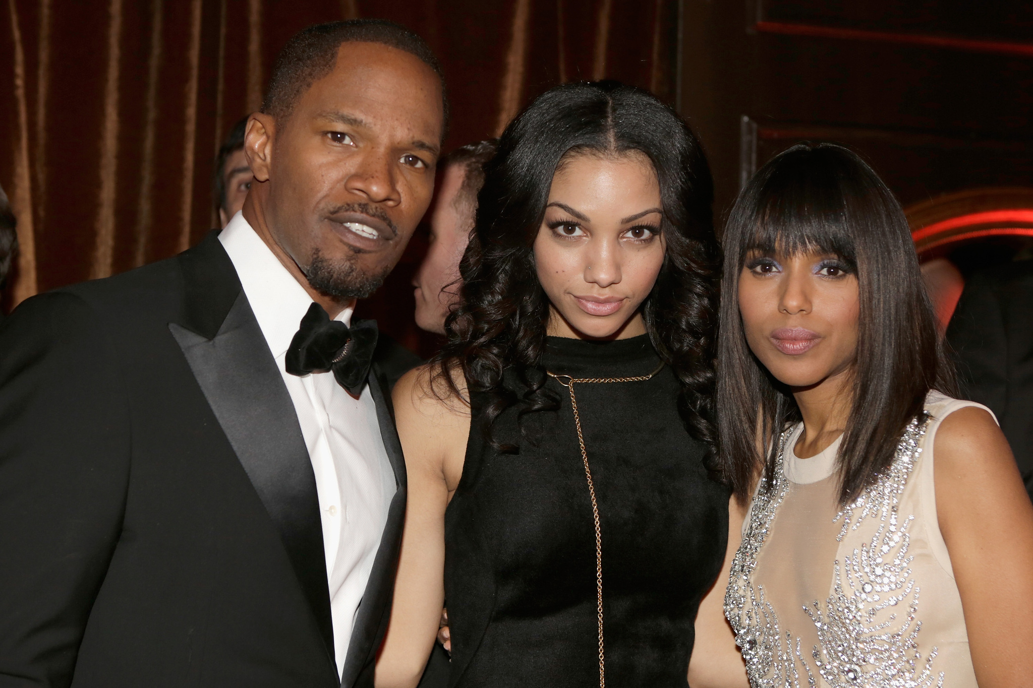 Jamie Foxx, daughter Corinne Bishop, and Kerry Washington