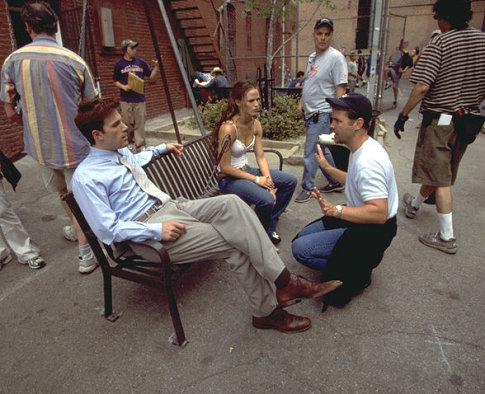 Mark Steven Johnson (right) directs Ben Affleck (left) and Jennifer Garner (center) on the set of 