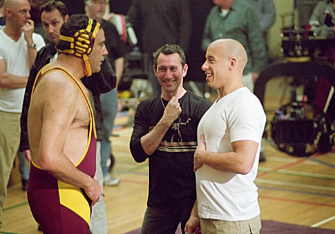 Brad Garrett (left), Adam Shankman (center), Vin Diesel (right).