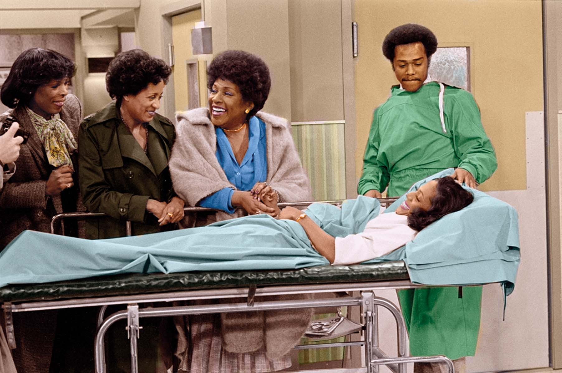 Still of Marla Gibbs, Mike Evans, Roxie Roker, Isabel Sanford and Berlinda Tolbert in The Jeffersons (1975)