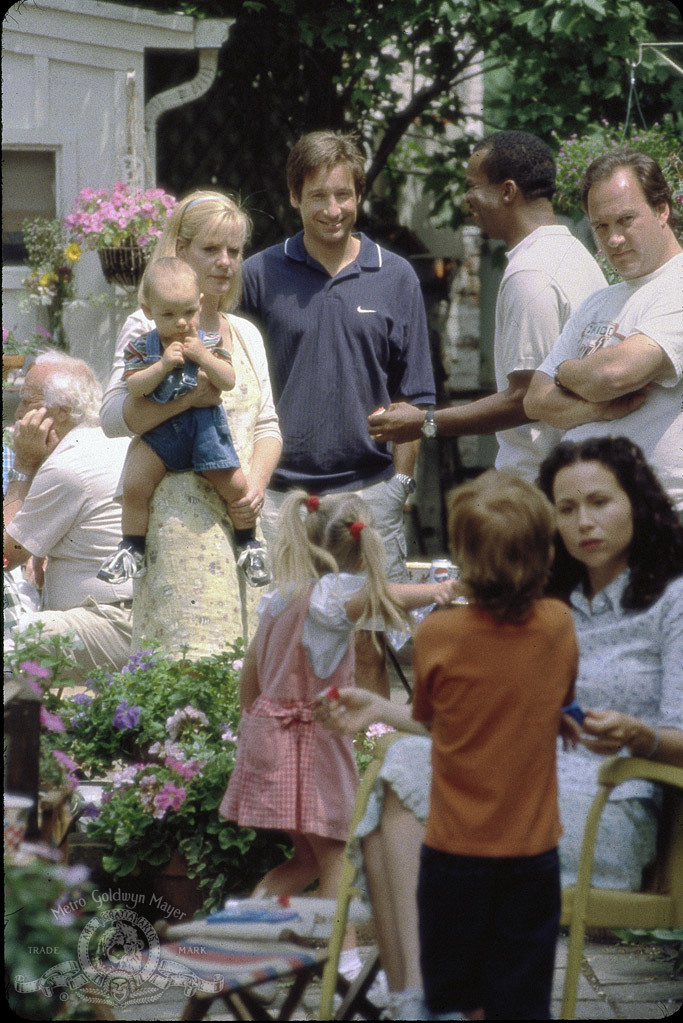 Still of David Duchovny, Minnie Driver, James Belushi, Bonnie Hunt and David Alan Grier in Return to Me (2000)