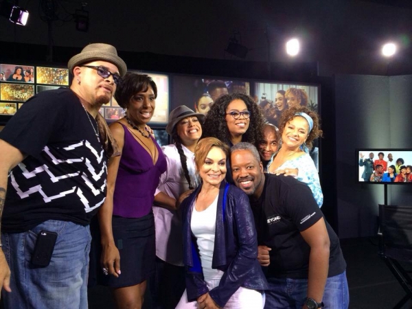 Cast of A Different World reunites for Oprah: Where Are They Now- (L-R) Sinbad, Dawnn Lewis, Cree Summer, Oprah Winfrey, Darryl M. Bell, Debbie Allen, Kadeem Hardison & Jasmine Guy
