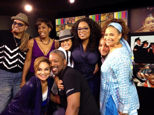 Cast of A Different World reunites for Oprah: Where Are They Now- (L-R) Sinbad, Dawnn Lewis, Cree Summer, Oprah Winfrey, Darryl M. Bell, Debbie Allen, Kadeem Hardison & Jasmine Guy