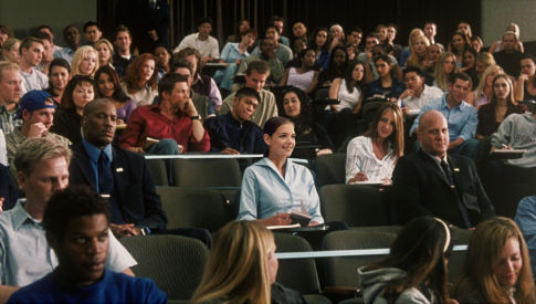 Even in class, First Daughter Samantha Mackenzie (Katie Holmes) is surrounded by Secret Service (Dwayne Adway, left and Michael Milhoan).