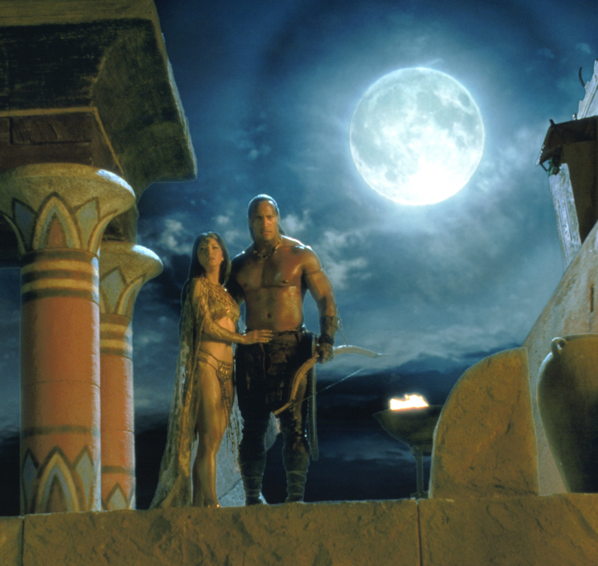 Kelly Hu and Dwayne Johnson in The Scorpion King (2002)