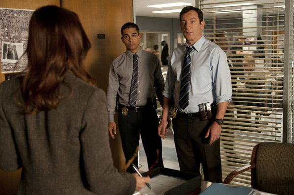 Still of Jason Isaacs and Wilmer Valderrama in Awake (2012)