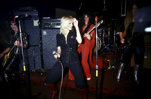 The Runaways (Joan Jett, Cherie Currie, Jackie Fox, Lita Ford) performing at CBGB in New York City on August 2, 1976
