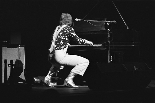 Elton John performing at the Fillmore East in New York City circa 1969