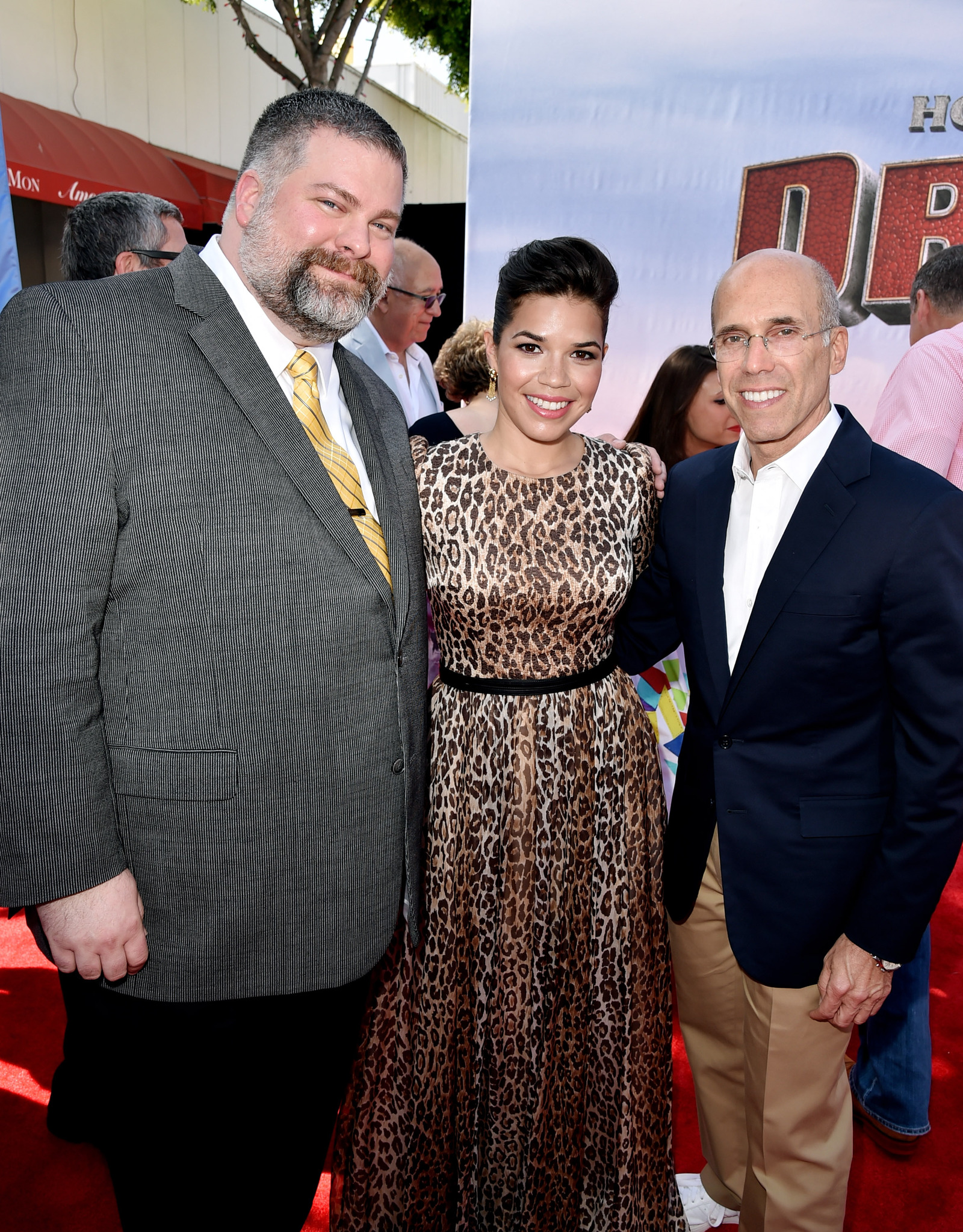 Jeffrey Katzenberg, Dean DeBlois and America Ferrera at event of Kaip prisijaukinti slibina 2 (2014)