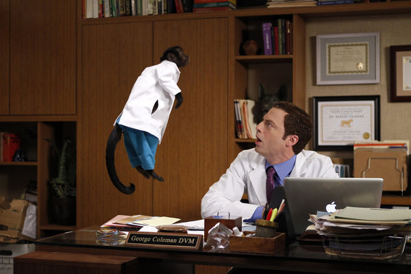 Still of Justin Kirk and Crystal the Monkey in Animal Practice (2012)