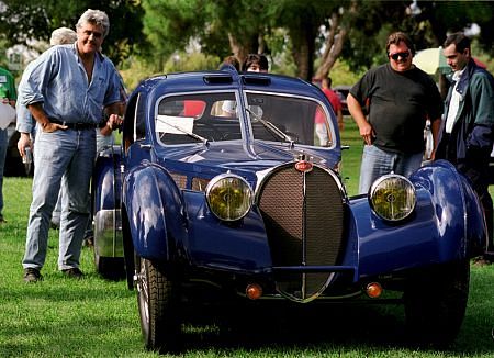 Jay Leno and his 1937 Bugatti type 575 C at Woodley Park CA 11-7-99