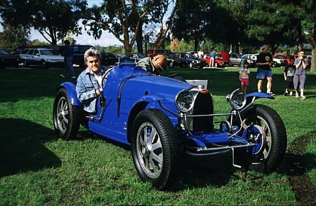 Jay Leno in his 1928 Bugatti Type 35 at Woodley Park in California November 16, 1997