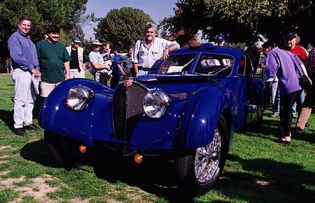 7687-10 JAY LENO AND HIS 1937 BUGATTI TYPE 57SC AT WOODLEY PARK CA 11/15/98