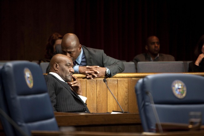 Still of Delroy Lindo and Teresa May in The Chicago Code (2011)