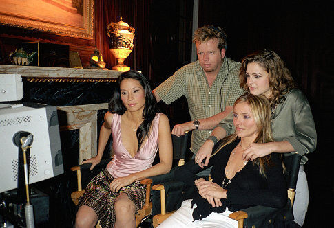 Drew Barrymore, Cameron Diaz, Lucy Liu and McG in Charlie's Angels: Full Throttle (2003)