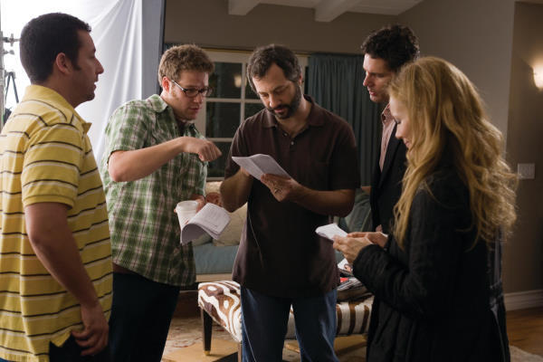 Still of Adam Sandler, Leslie Mann, Judd Apatow, Eric Bana and Seth Rogen in Funny People (2009)