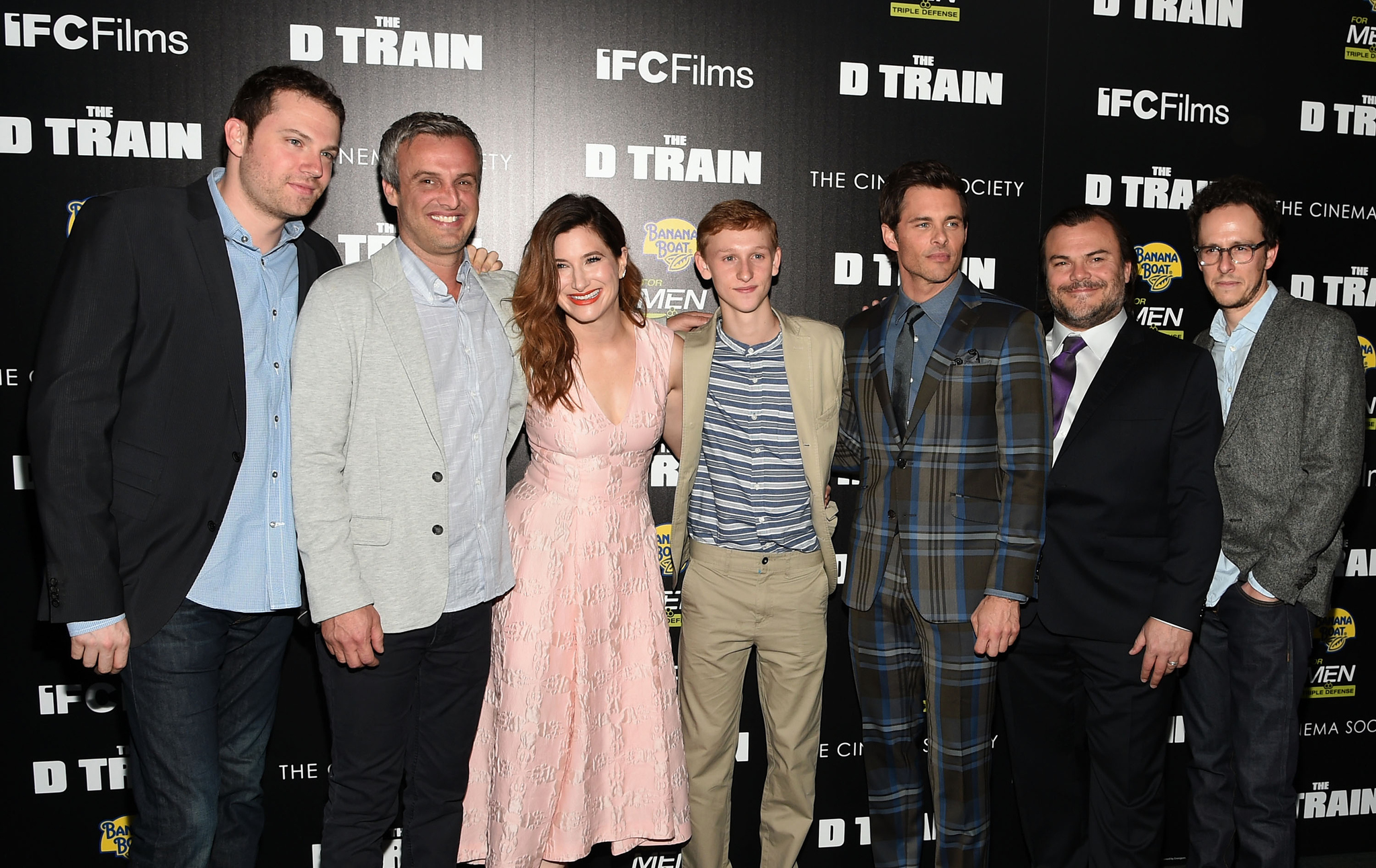 James Marsden, Jack Black, Jarrad Paul, Kathryn Hahn, David Bernad, Andrew Mogel and Russell Posner at event of The D Train (2015)