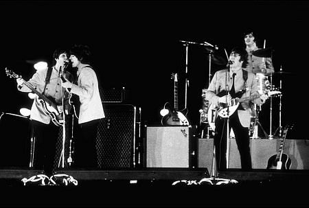 Beatles performing at Shea Stadium, August 15, 1965