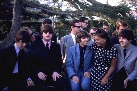 The Beatles ( George Harrison, John Lennon, Ringo Starr, Paul McCartney, with fans)