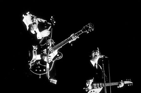 The Beatles Paul McCartney, George Harrison and John Lennon, circa 1964.