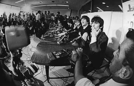 The Beatles at a press conference, 1964. Vintage silver gelatin, 11x14. $1000 © 1978 Bud Gray MPTV