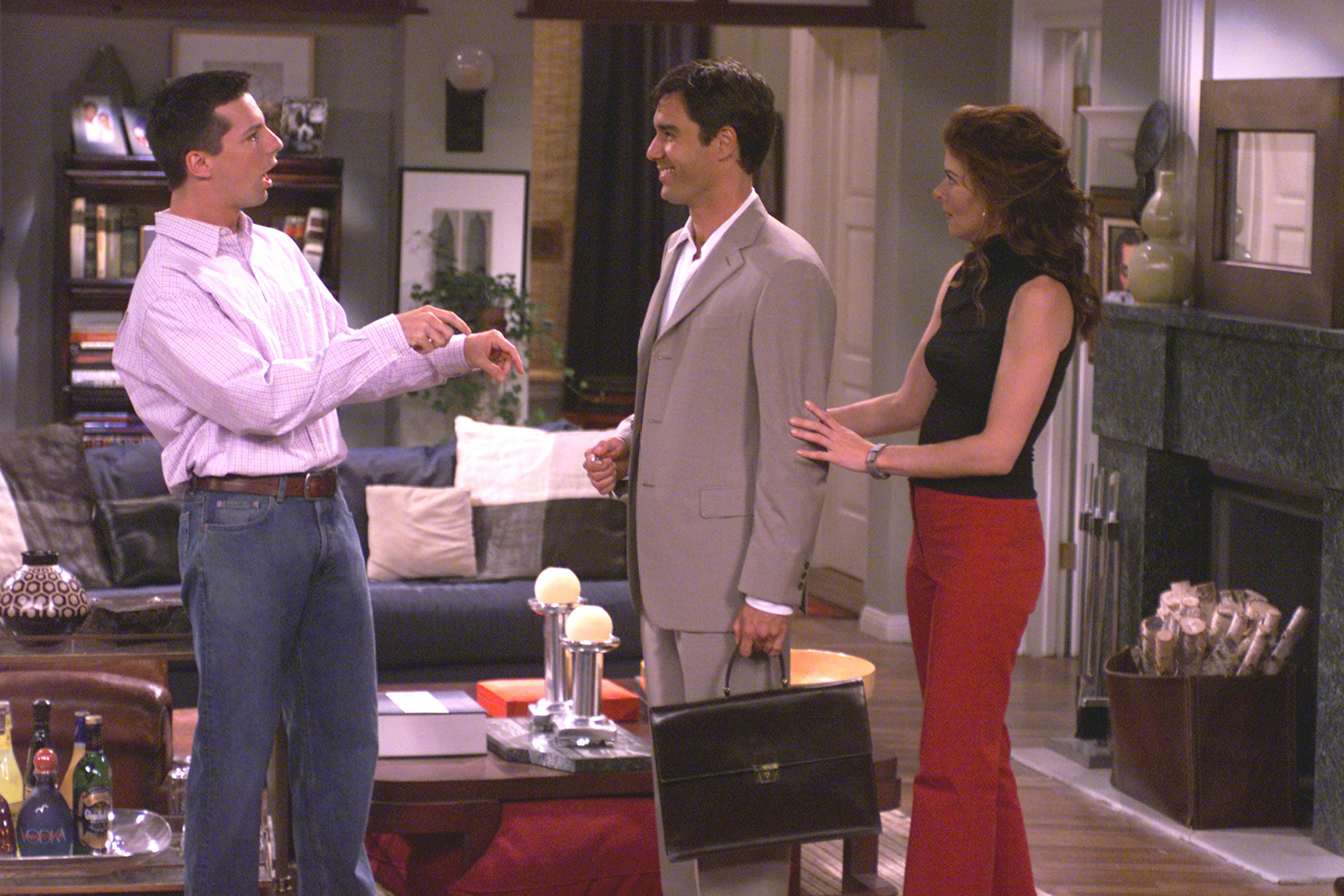 Still of Sean Hayes, Eric McCormack and Debra Messing in Will & Grace (1998)