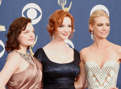 Still of January Jones, Elisabeth Moss and Christina Hendricks in The 61st Primetime Emmy Awards (2009)